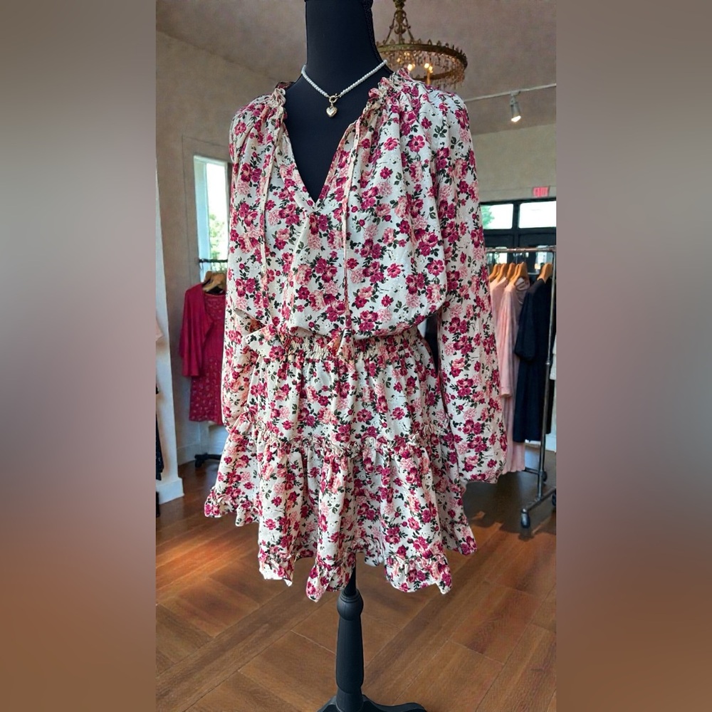 Vici Floral Mini Dress - Red and White
